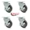 Service Caster 4 Inch Gray Polyurethane Wheel Swivel Top Plate Caster Set with Brake SCC SCC-20S414-PPUB-TLB-4 - alternate 3